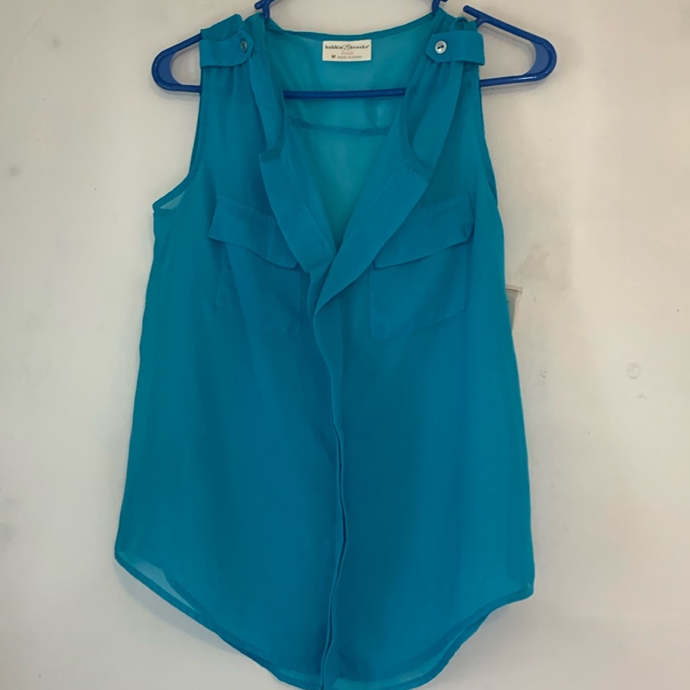 Sheer tank top size M new with tags turquoise